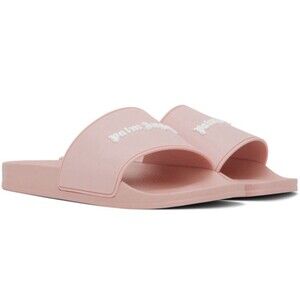 Palm Angels New Logo Pool Slides Women's Pink White 35 NIB 4.5w Sliders